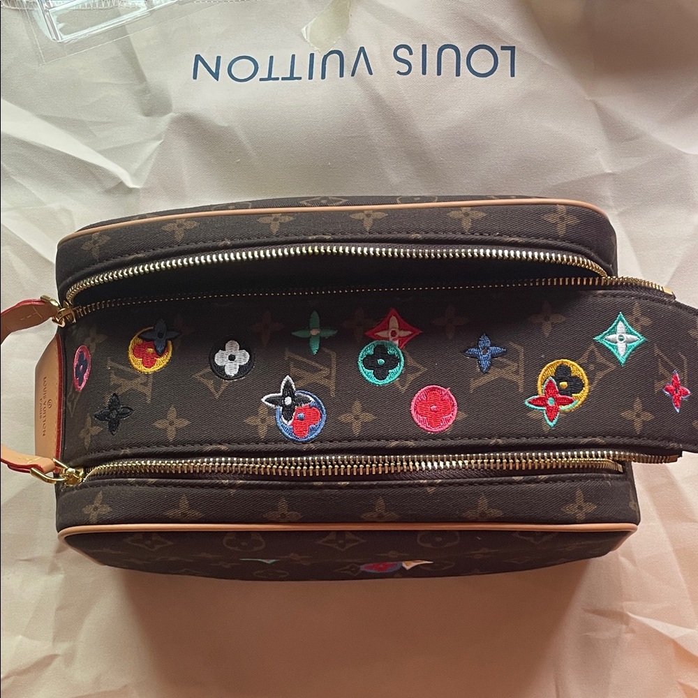 LV LIKE Monogram Toiletry Bag with Multicolor Embroidery - Picture 3 of 3